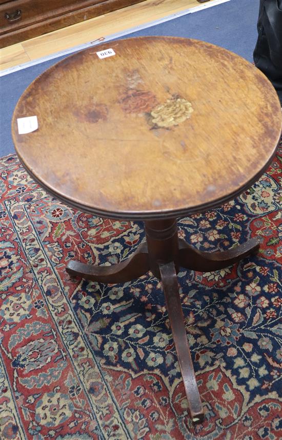 A painted mahogany tripod wine table Diameter 45cm